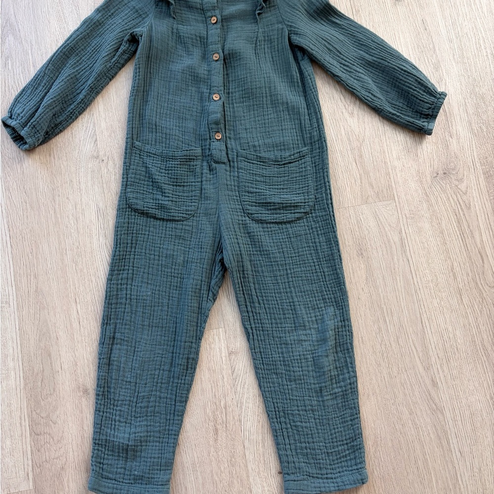 Zara Teal Button-Up Jumpsuit